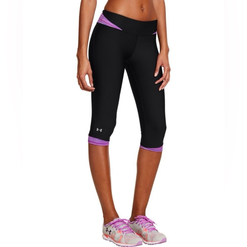 UNDER ARMOUR Women’s Fitted Heat Gear Athletic Capris, Size L